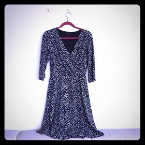White House Black Market polka dot faux wrap dress